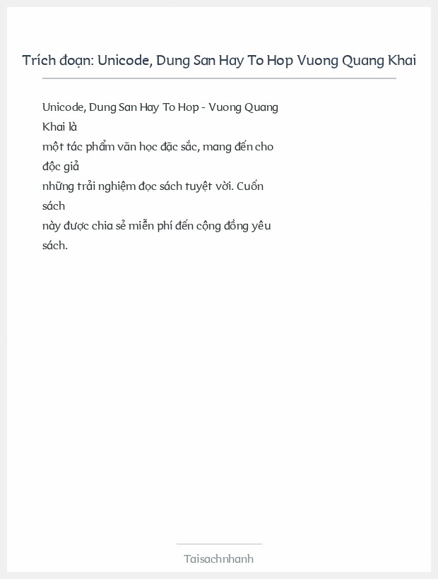 Trích đoạn Unicode, Dung San Hay To Hop Vuong Quang Khai