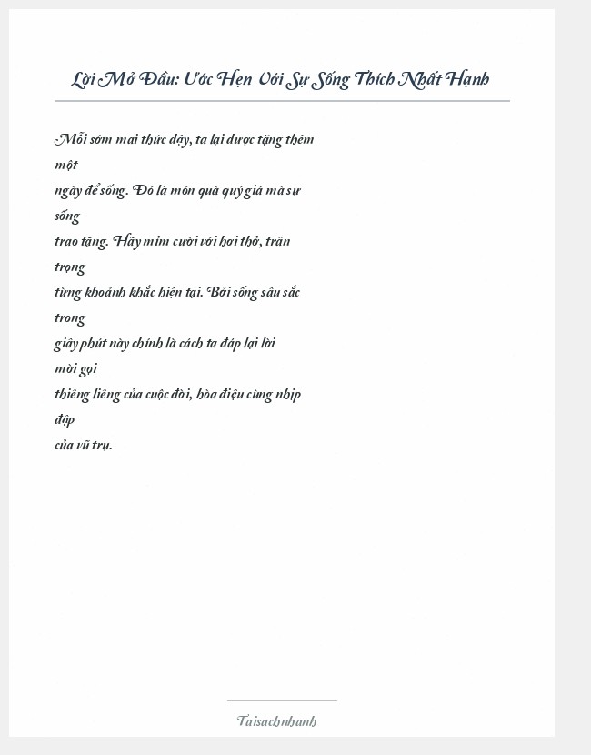 Trích đoạn Ước Hẹn Với Sự Sống Thích Nhất Hạnh