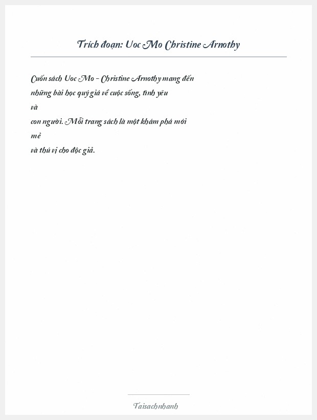 Trích đoạn Uoc Mo Christine Arnothy