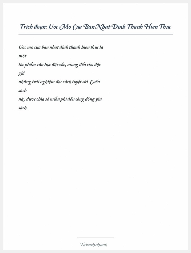 Trích đoạn Uoc Mo Cua Ban Nhat Dinh Thanh Hien Thuc