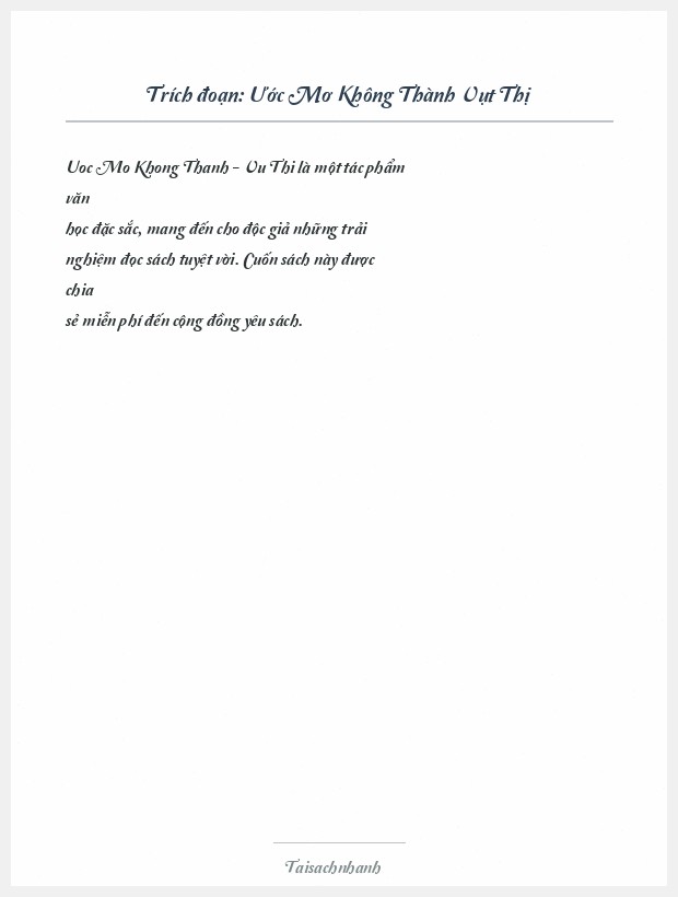 Trích đoạn Ước Mơ Không Thành Vụt Thị