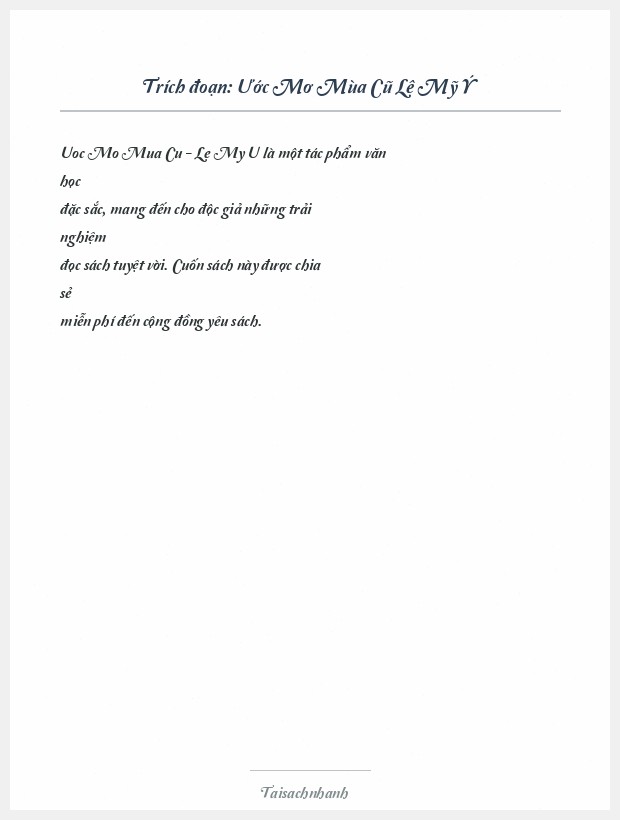 Trích đoạn Ước Mơ Mùa Cũ Lê Mỹ Ý