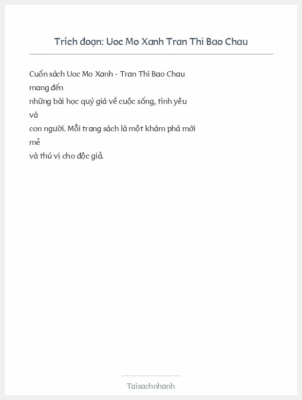 Trích đoạn Uoc Mo Xanh Tran Thi Bao Chau