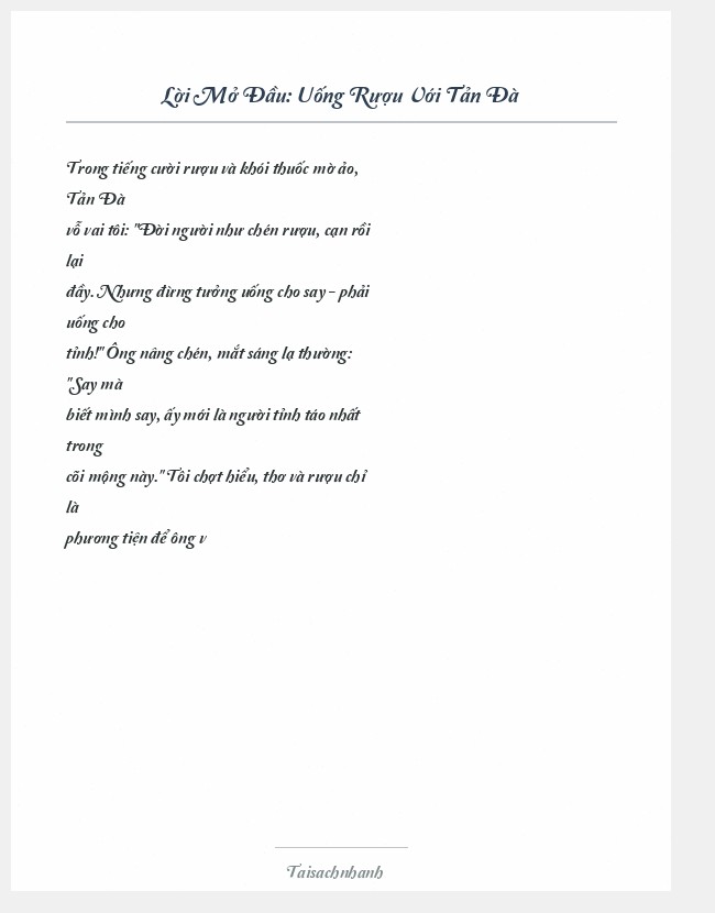 Trích đoạn Uống Rượu Với Tản Đà