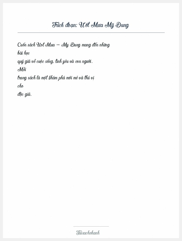 Trích đoạn Ướt Mưa Mỹ Dung