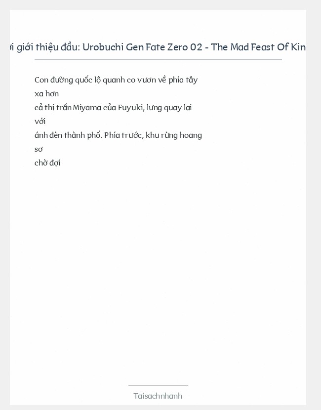 Trích đoạn Urobuchi Gen Fate Zero 02 - The Mad Feast Of Kings