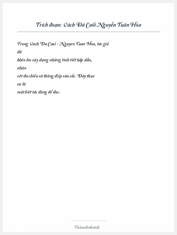 Trích đoạn Vách Đá Cuối Nguyễn Tuân Hòa