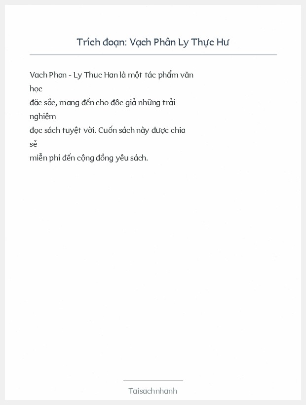 Trích đoạn Vạch Phân Ly Thực Hư