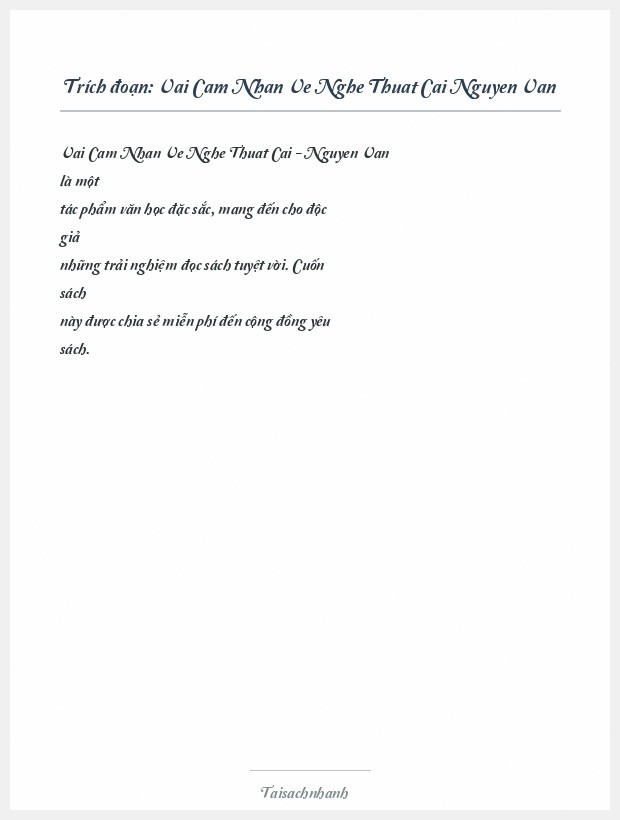 Trích đoạn Vai Cam Nhan Ve Nghe Thuat Cai Nguyen Van