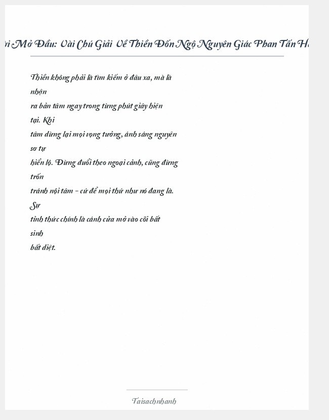 Trích đoạn Vài Chú Giải Về Thiền Đốn Ngộ Nguyên Giác Phan Tấn Hải