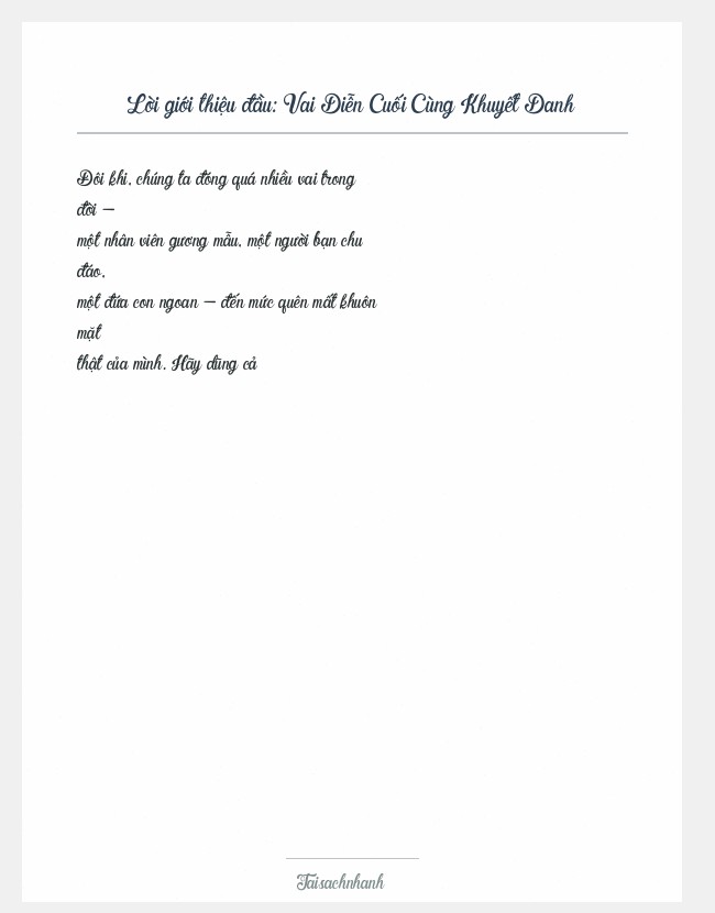 Trích đoạn Vai Diễn Cuối Cùng Khuyết Danh