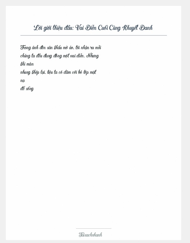 Trích đoạn Vai Diễn Cuối Cùng Khuyết Danh