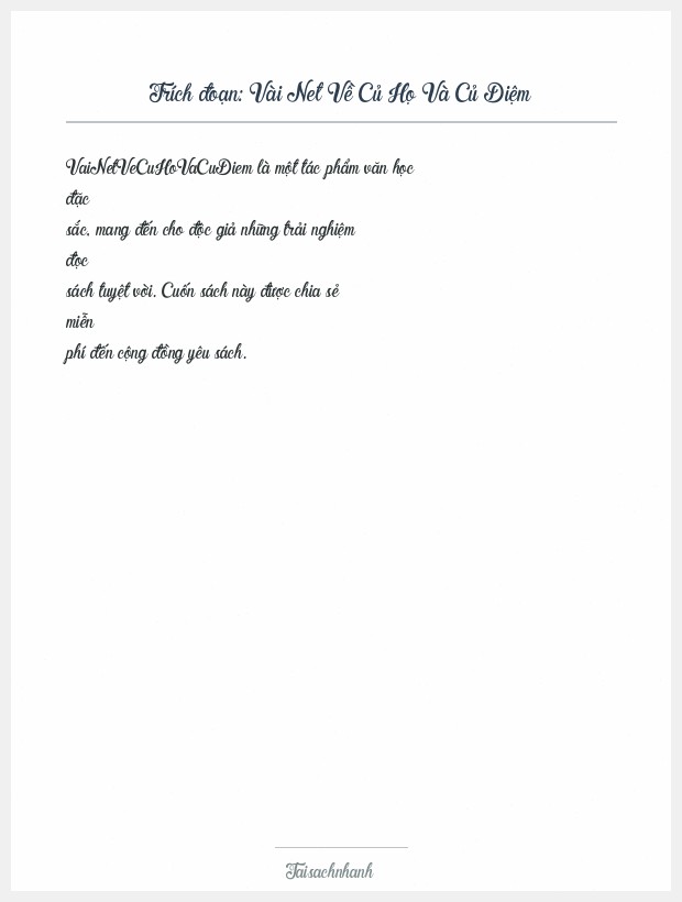 Trích đoạn Vài Net Về Củ Họ Và Củ Diệm