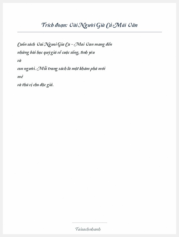 Trích đoạn Vài Người Già Cả Mái Văn