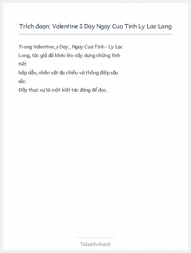 Trích đoạn Valentine S Day Ngay Cua Tinh Ly Lac Long