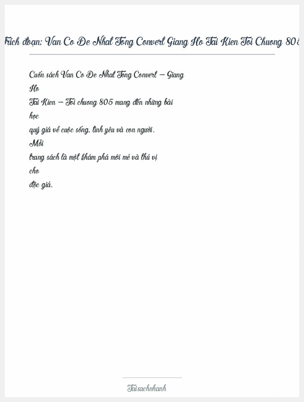 Trích đoạn Van Co De Nhat Tong Convert Giang Ho Tai Kien Toi Chuong 805