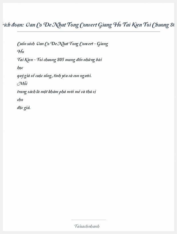 Trích đoạn Van Co De Nhat Tong Convert Giang Ho Tai Kien Toi Chuong 805