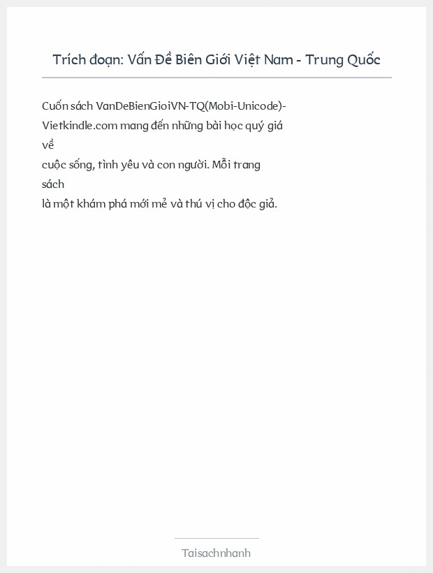 Trích đoạn Vấn Đề Biên Giới Việt Nam - Trung Quốc