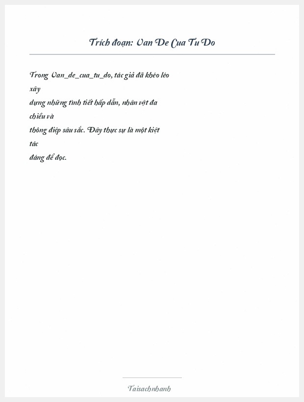 Trích đoạn Van De Cua Tu Do