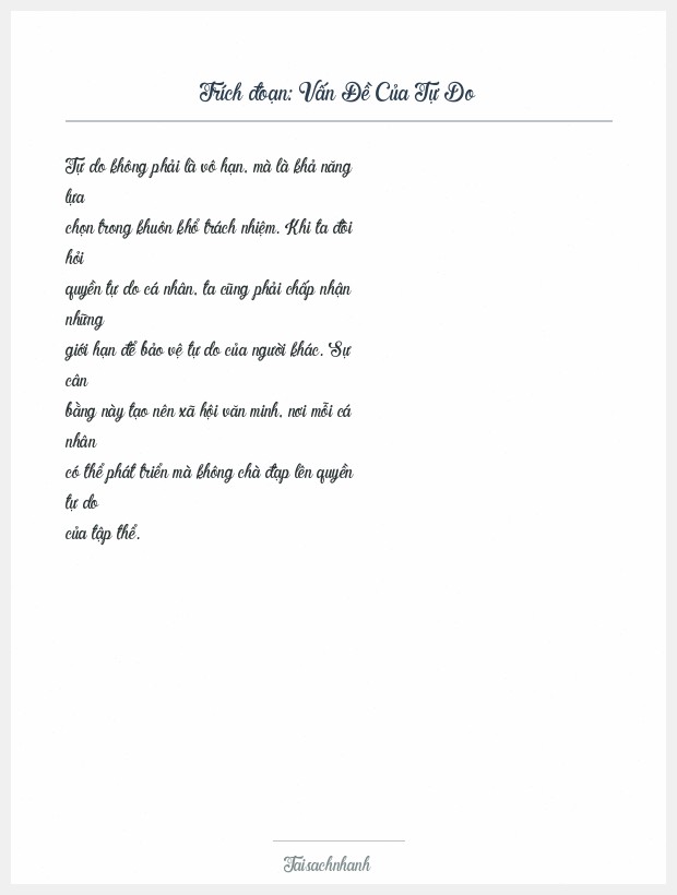 Trích đoạn Vấn Đề Của Tự Do