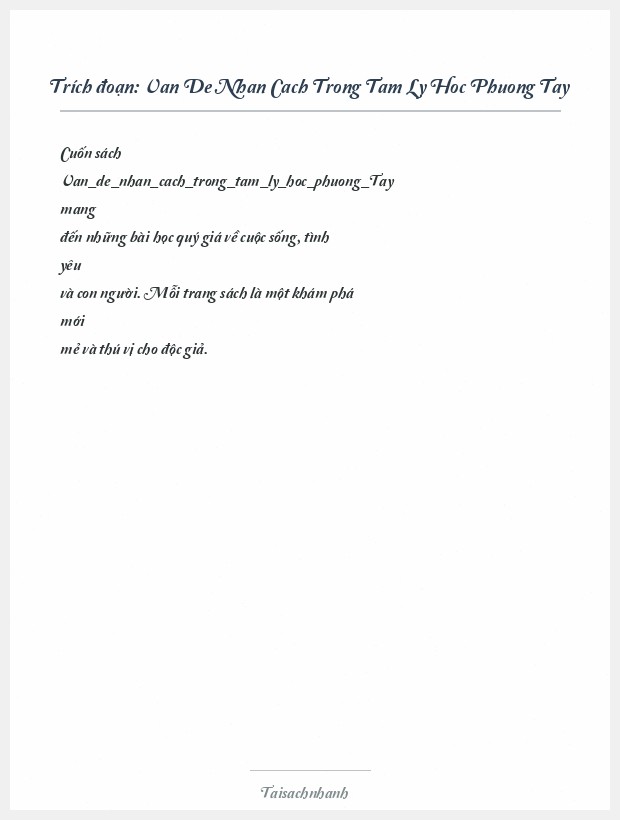 Trích đoạn Van De Nhan Cach Trong Tam Ly Hoc Phuong Tay