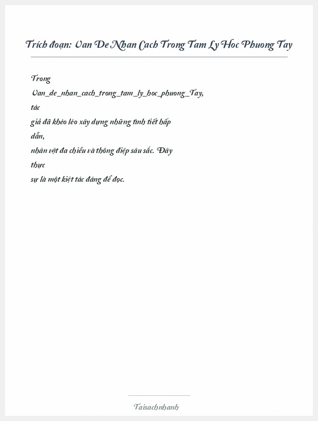 Trích đoạn Van De Nhan Cach Trong Tam Ly Hoc Phuong Tay