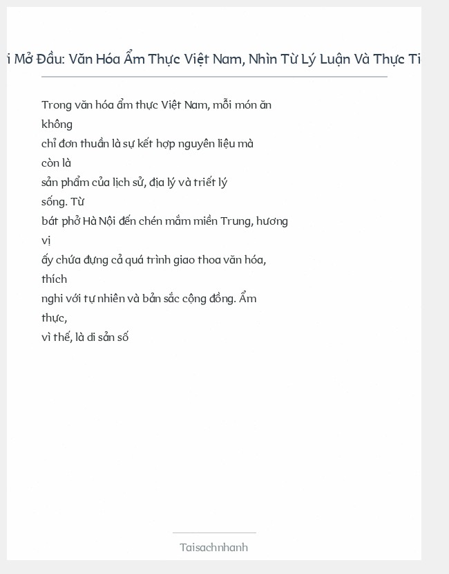Trích đoạn Văn Hóa Ẩm Thực Việt Nam, Nhìn Từ Lý Luận Và Thực Tiễn