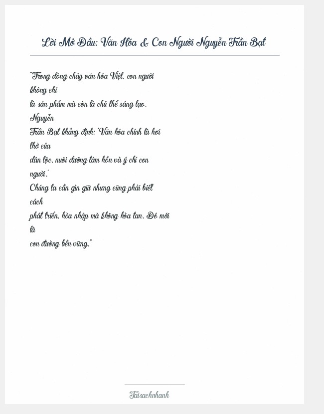 Trích đoạn Văn Hóa & Con Người Nguyễn Trần Bạt
