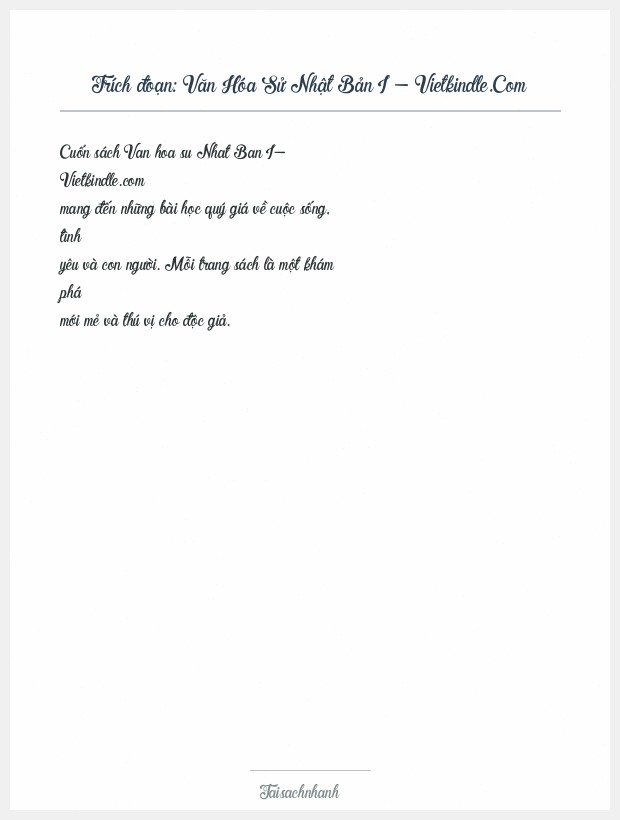 Trích đoạn Văn Hóa Sử Nhật Bản I - Vietkindle.Com
