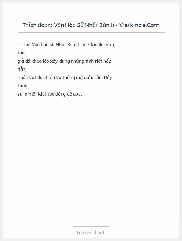 Trích đoạn Văn Hóa Sử Nhật Bản Ii - Vietkindle.Com