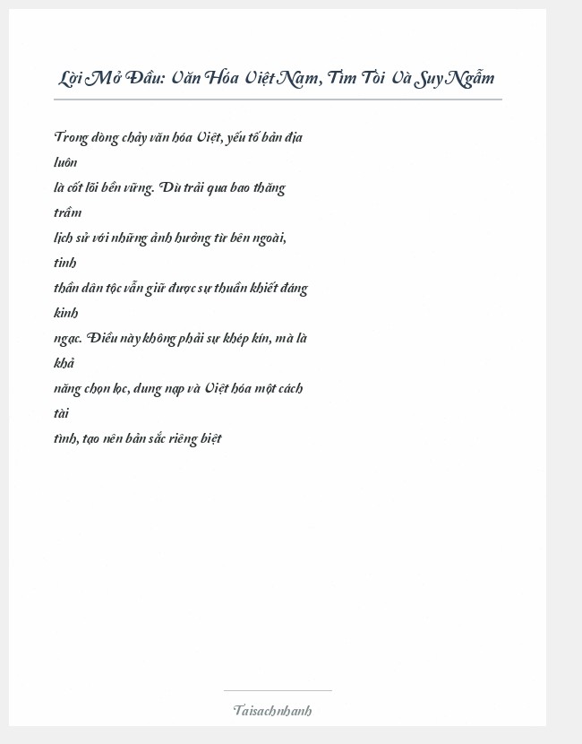 Trích đoạn Văn Hóa Việt Nam, Tìm Tòi Và Suy Ngẫm