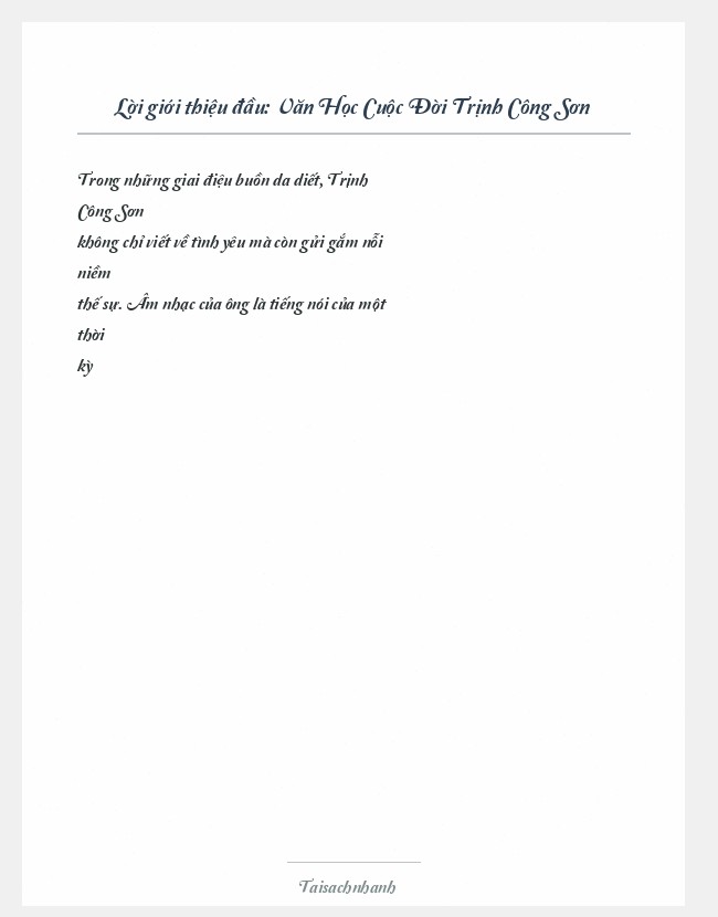 Trích đoạn Văn Học Cuộc Đời Trịnh Công Sơn