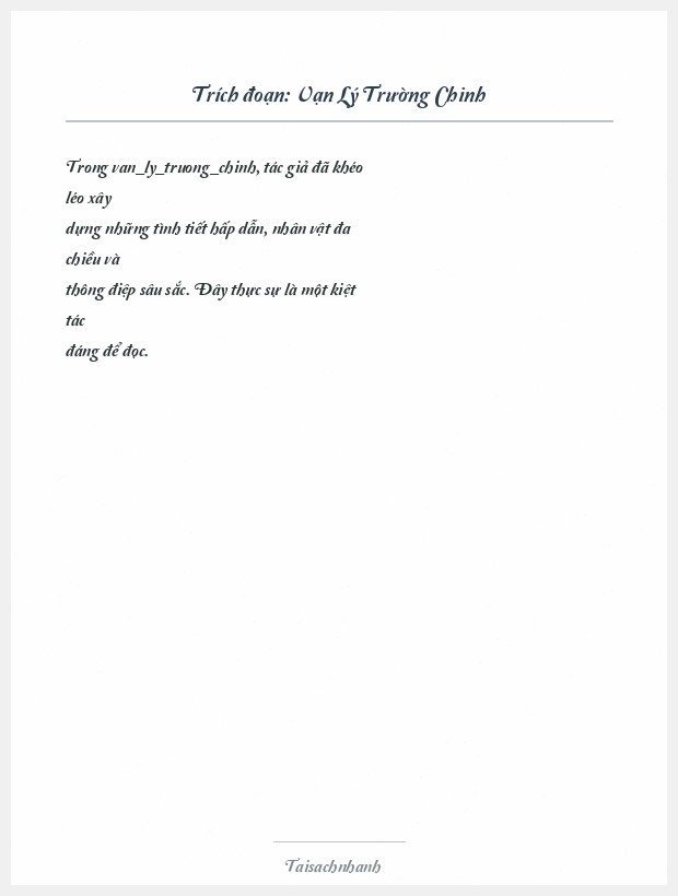 Trích đoạn Vạn Lý Trường Chinh