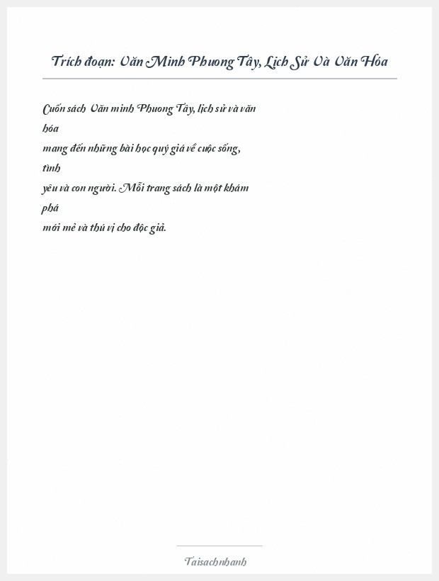 Trích đoạn Văn Minh Phuong Tây, Lịch Sử Và Văn Hóa