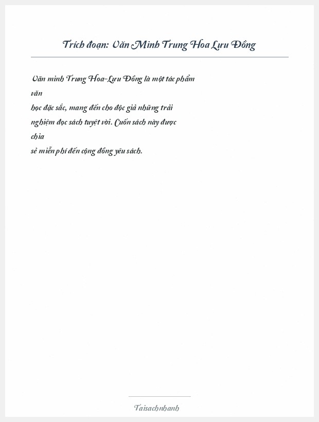 Trích đoạn Văn Minh Trung Hoa Lưu Đồng
