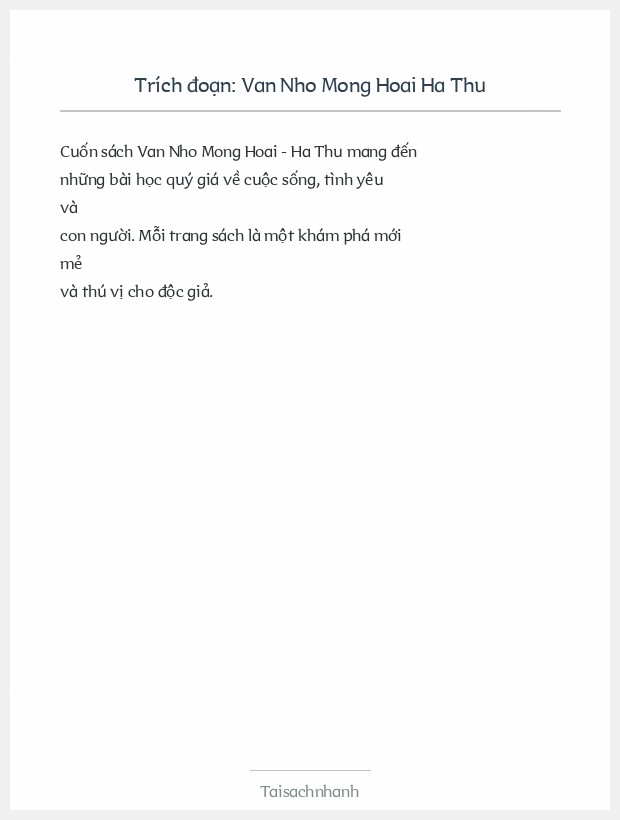 Trích đoạn Van Nho Mong Hoai Ha Thu