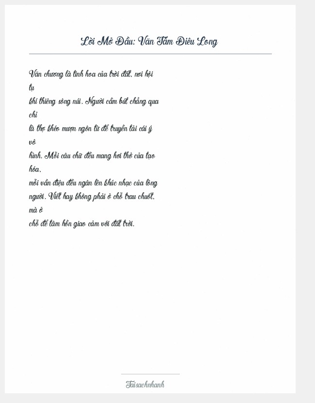 Trích đoạn Văn Tâm Điêu Long