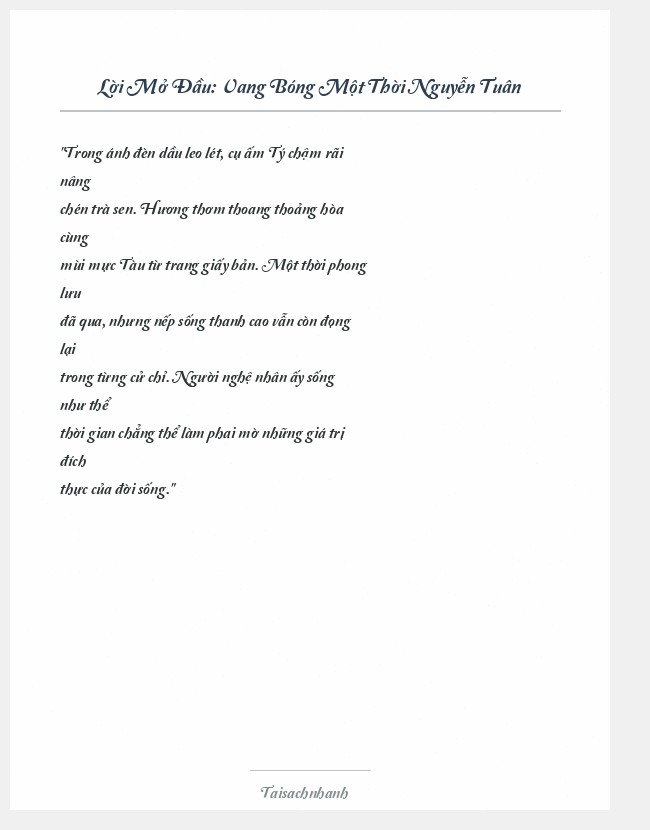 Trích đoạn Vang Bóng Một Thời Nguyễn Tuân