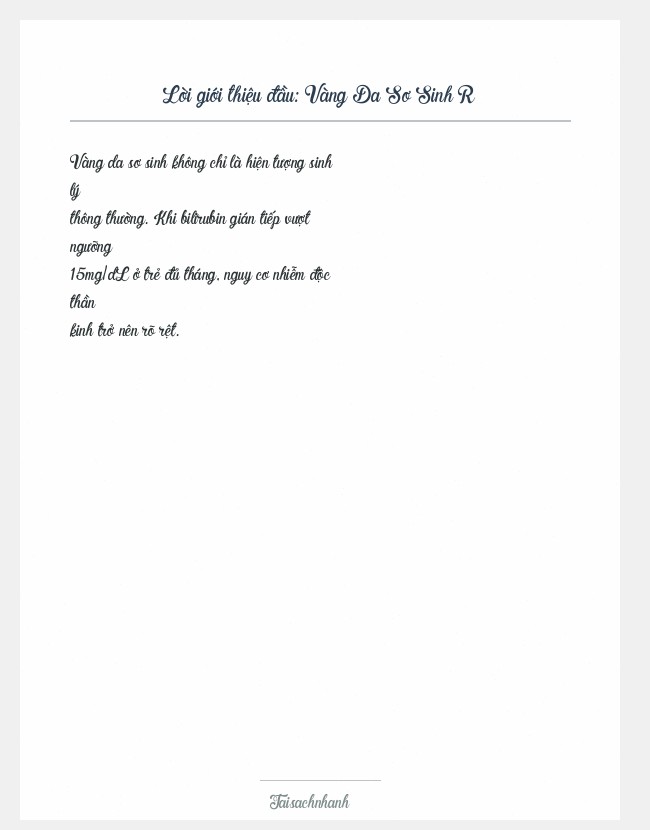 Trích đoạn Vàng Da Sơ Sinh R