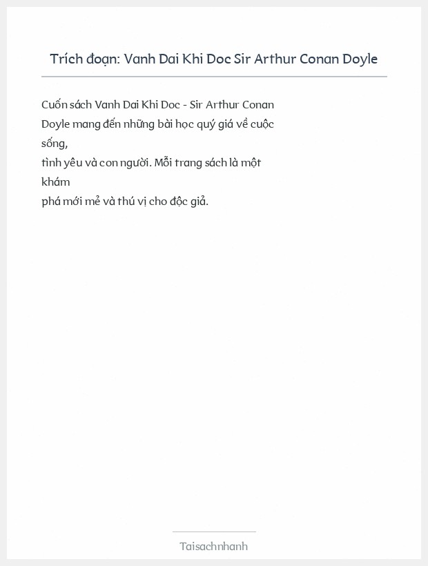 Trích đoạn Vanh Dai Khi Doc Sir Arthur Conan Doyle