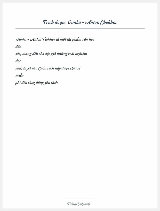 Trích đoạn Vanka - Anton Chekhov