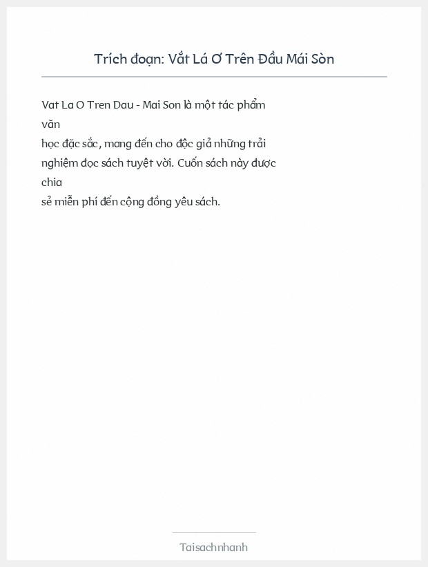 Trích đoạn Vắt Lá Ơ Trên Đầu Mái Sòn