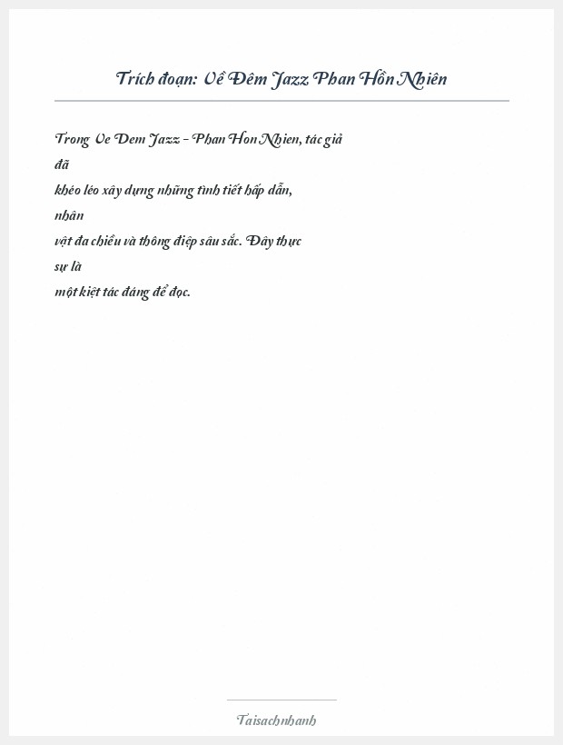 Trích đoạn Về Đêm Jazz Phan Hồn Nhiên