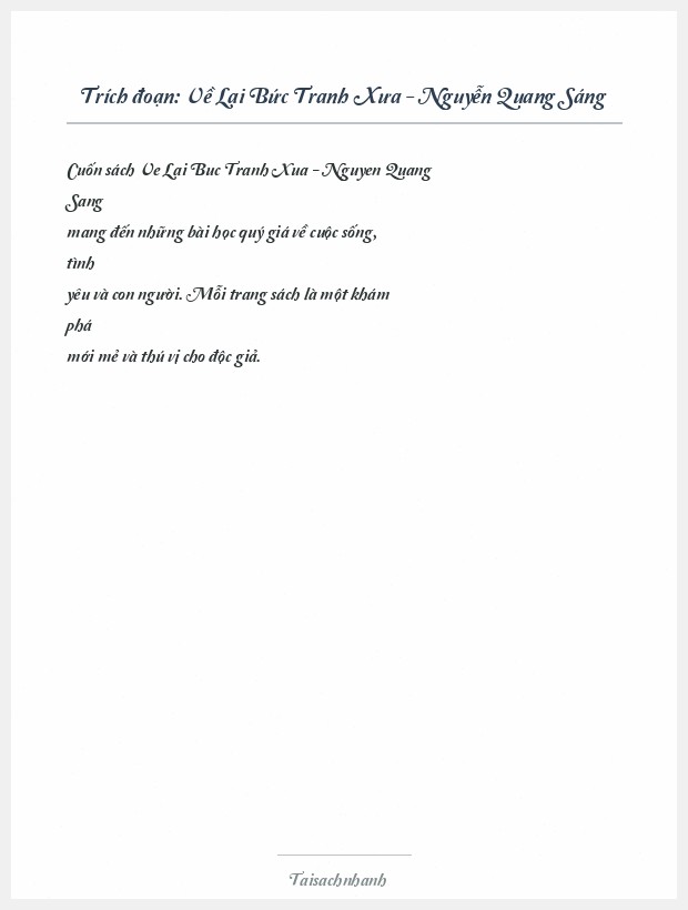 Trích đoạn Về Lại Bức Tranh Xưa - Nguyễn Quang Sáng