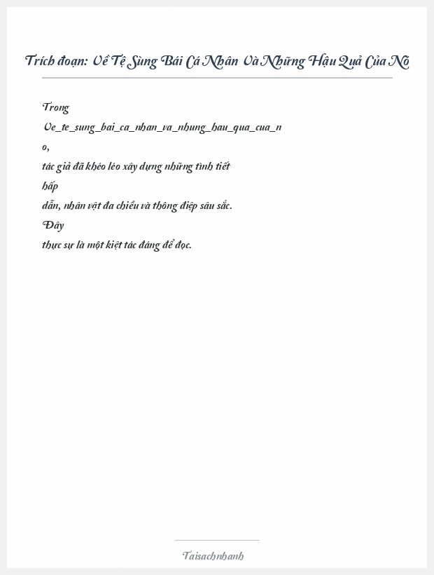 Trích đoạn Về Tệ Sùng Bái Cá Nhân Và Những Hậu Quả Của Nó