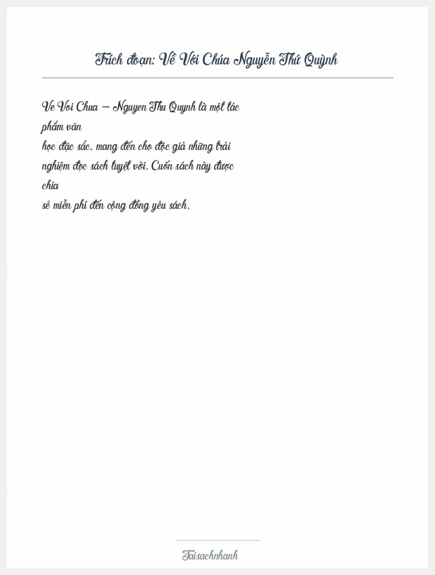 Trích đoạn Về Với Chúa Nguyễn Thứ Quỳnh