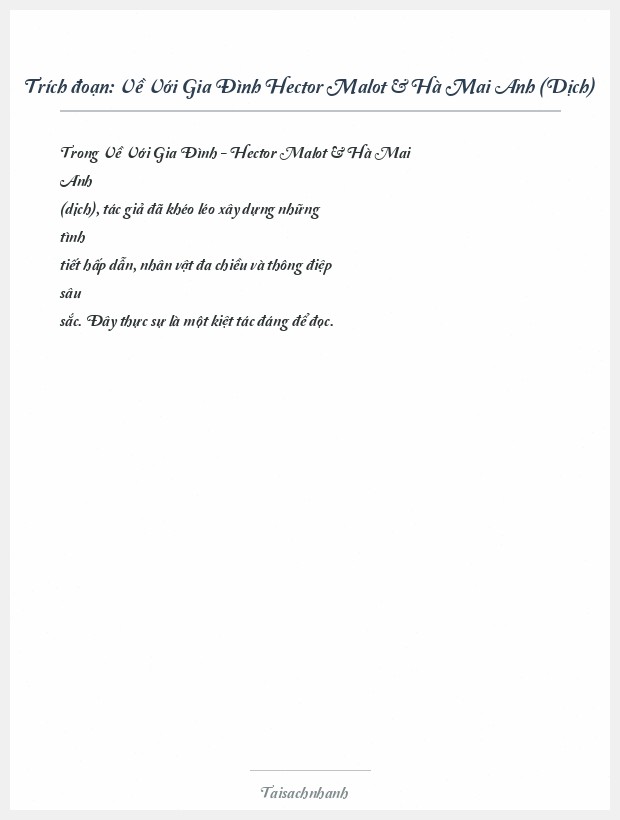 Trích đoạn Về Với Gia Đình Hector Malot & Hà Mai Anh (Dịch)