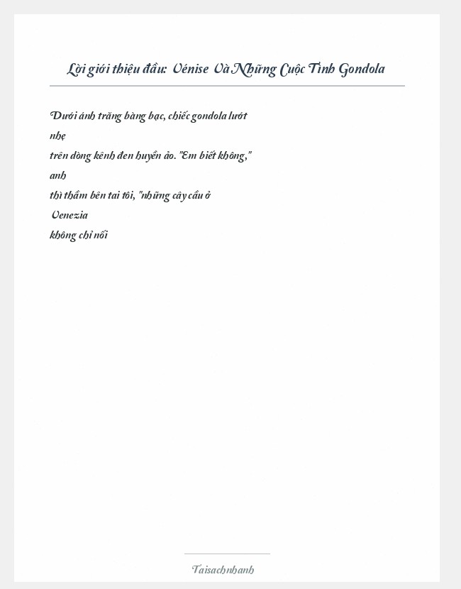 Trích đoạn Vénise Và Những Cuộc Tình Gondola