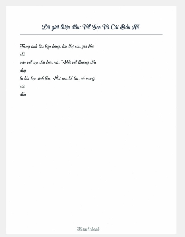 Trích đoạn Vết Sẹo Và Cái Đầu Hổ