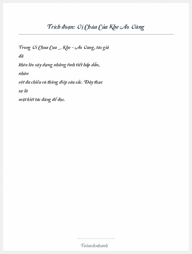 Trích đoạn Vị Chúa Của Khe Ao Vàng